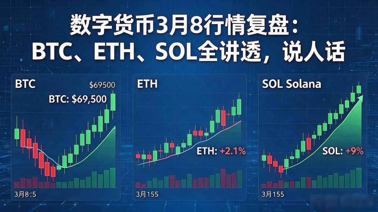 数字货币3月8行情复盘：BTC、ETH、SOL全讲透，说人话